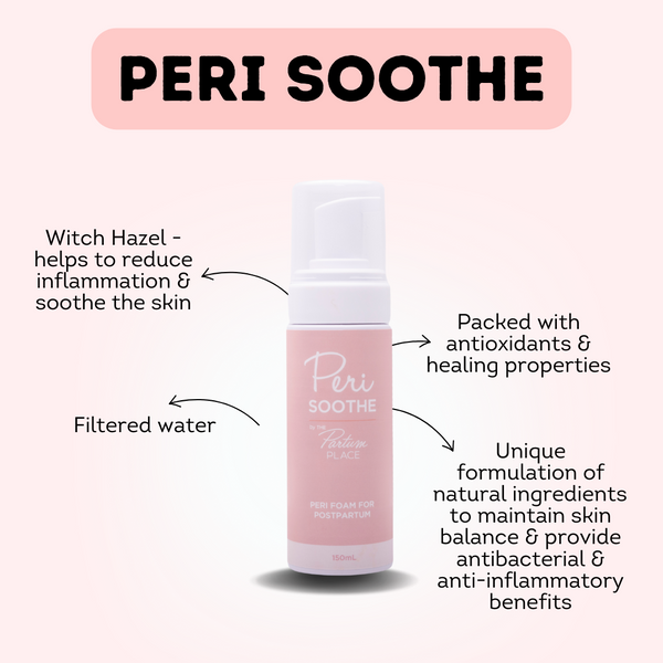 Partum Panties - Peri Soothe Foam – Natural Postpartum Relief with Witch Hazel, Ginger & Rosemary – 150ml – Soothes & Heals Perineal Discomfort