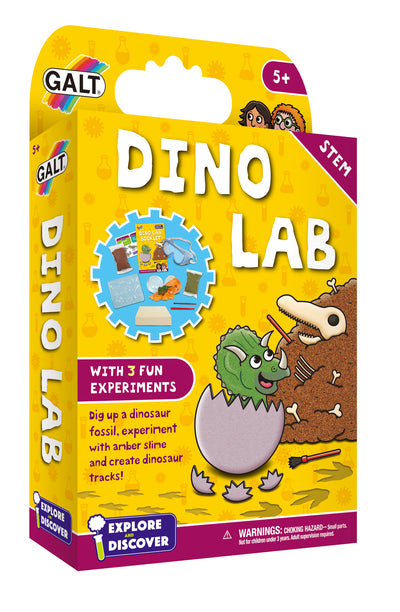 🦖 Dino Lab STEM Kit – Dig Up Dinosaur Fossils, Create Amber Slime & Make Prehistoric Tracks – Fun & Educational Science Kit for Kids 5+