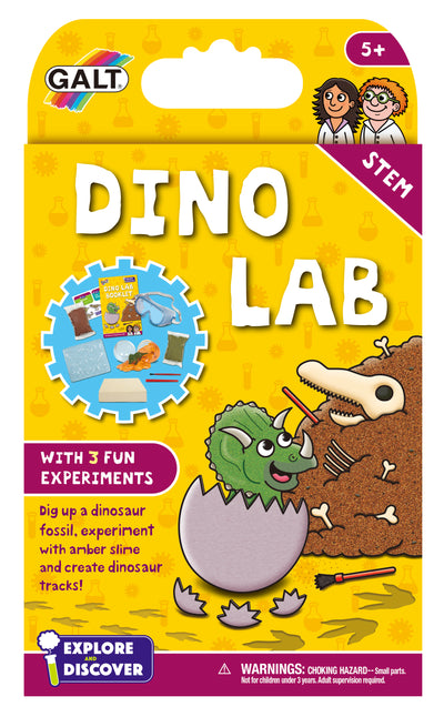 🦖 Dino Lab STEM Kit – Dig Up Dinosaur Fossils, Create Amber Slime & Make Prehistoric Tracks – Fun & Educational Science Kit for Kids 5+