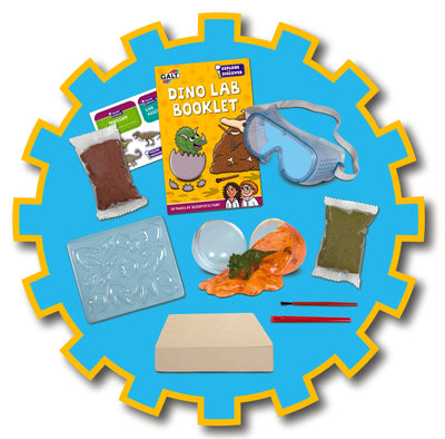 🦖 Dino Lab STEM Kit – Dig Up Dinosaur Fossils, Create Amber Slime & Make Prehistoric Tracks – Fun & Educational Science Kit for Kids 5+