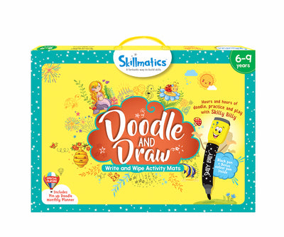 Kids Write and Wipe Doodle and Draw Activity Mats | Creative Drawing Educational Reusable Art Game | Fun Screen-Free Learning Toy for Boys Girls | 6-9 Years