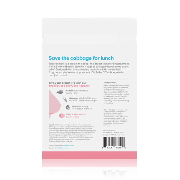 Frida Mom Breast Mask for Engorgement - Relieve Engorged Boobs + Breastfeeding Weaning- 2 Sheet Masks