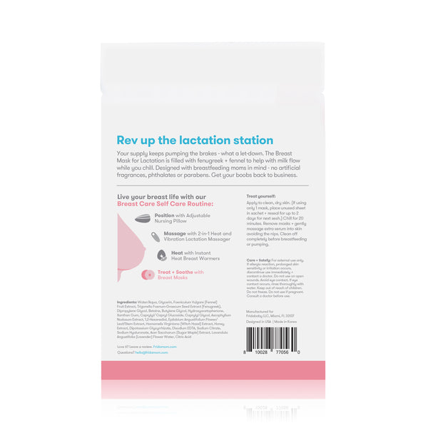 Frida Mom Breast Mask for Lactation - Made with Fenugreek + Fennel to Increase Milk Supply - 2 Sheet Masks