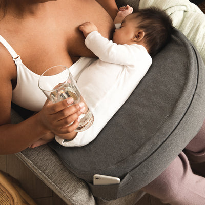 Frida Mom Adjustable Nursing Pillow - Customizable Breastfeeding Pillow for Mom + Baby Comfort with Back Support, Adjustable Wrap Around Waist Strap, Pockets for Heat Relief