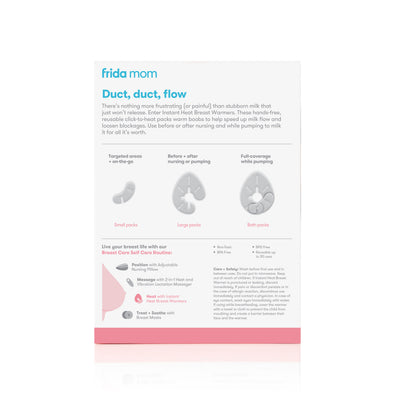 Frida Mom Instant Heat Reusable Breast Warmers - Reusable Click-to-Heat Relief in an Instant for Nursing + Pumping Moms - 2 Sets - 2 Small + 2 Large Heat Packs