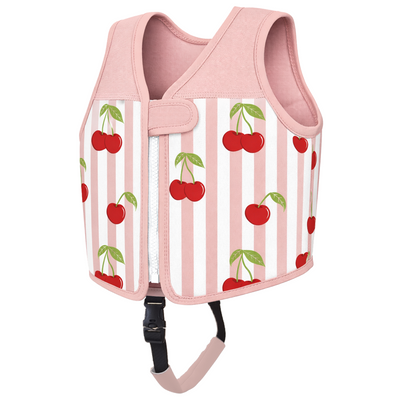 Kids Flexible Neoprene Swim Vest Buoyancy Training Aid | Warm Soft Wetsuit Material | Secure Strapped Fit for Pool Beach Learn to Swim | Very Cherry | 1-6 Years