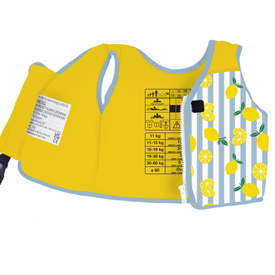 Kids Flexible Neoprene Swim Vest Buoyancy Training Aid | Warm Soft Wetsuit Material | Secure Strapped Fit for Pool Beach Learn to Swim | Sicilian Lemon | 1-6 Years