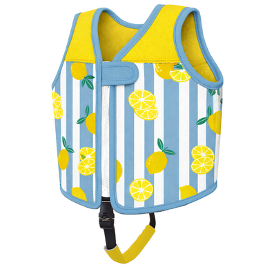 Kids Flexible Neoprene Swim Vest Buoyancy Training Aid | Warm Soft Wetsuit Material | Secure Strapped Fit for Pool Beach Learn to Swim | Sicilian Lemon | 1-6 Years