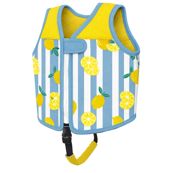 Kids Flexible Neoprene Swim Vest Buoyancy Training Aid | Warm Soft Wetsuit Material | Secure Strapped Fit for Pool Beach Learn to Swim | Sicilian Lemon | 1-6 Years