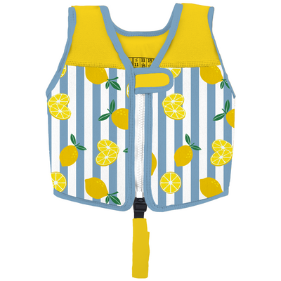 Kids Flexible Neoprene Swim Vest Buoyancy Training Aid | Warm Soft Wetsuit Material | Secure Strapped Fit for Pool Beach Learn to Swim | Sicilian Lemon | 1-6 Years