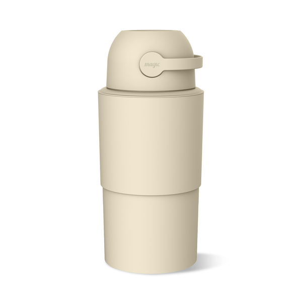 MAGIC - HEKA L Diaper Pail | Odorless &amp; Telescopic | 45 Diaper Capacity | 2nd Life Concept: Converts to Potty Trainer, Kitchen Waste Bin, or Toilet Lid | Free Roll of 15 Bags - Beige