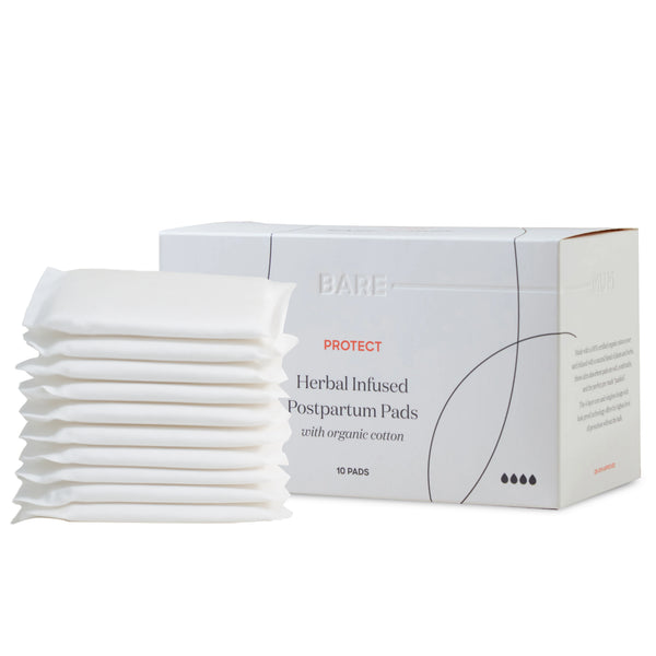 Herbal Infused Postpartum Pads | Organic Cotton | Leak-Proof & Ultra Absorbent | 4-Layer Core | Natural Herbal Blend | Soft & Comfortable | 10 Pads | 20.3 x 6.4 x 4.5 CM