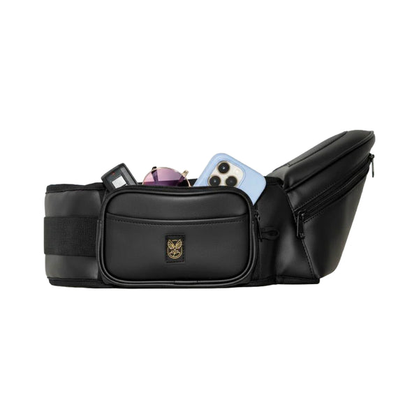 Ergonomic Hip Seat Baby Carrier | Strap-Free Hipseat with Storage & Bottle Holder | Non-Slip Seat | Vegan Leather | For Babies & Toddlers | 30×18×15 CM