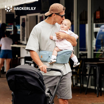 Ergonomic Hip Seat Baby Carrier | Strap-Free Hipseat with Storage & Bottle Holder | Non-Slip Seat | Vegan Leather | For Babies & Toddlers | 30×18×15 CM
