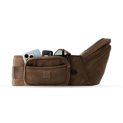 Ergonomic Hip Seat Baby Carrier | Strap-Free Hipseat with Storage & Bottle Holder | Non-Slip Seat | Vegan Leather | For Babies & Toddlers | 30×18×15 CM