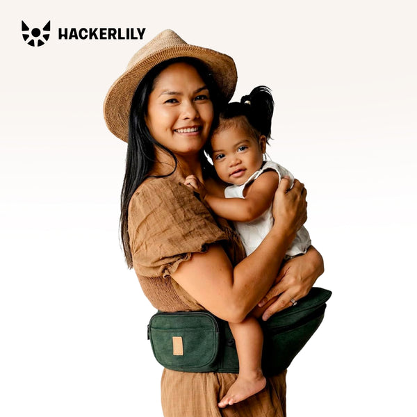 Ergonomic Hip Seat Baby Carrier | Strap-Free Hipseat with Storage & Bottle Holder | Non-Slip Seat | Vegan Leather | For Babies & Toddlers | 30×18×15 CM