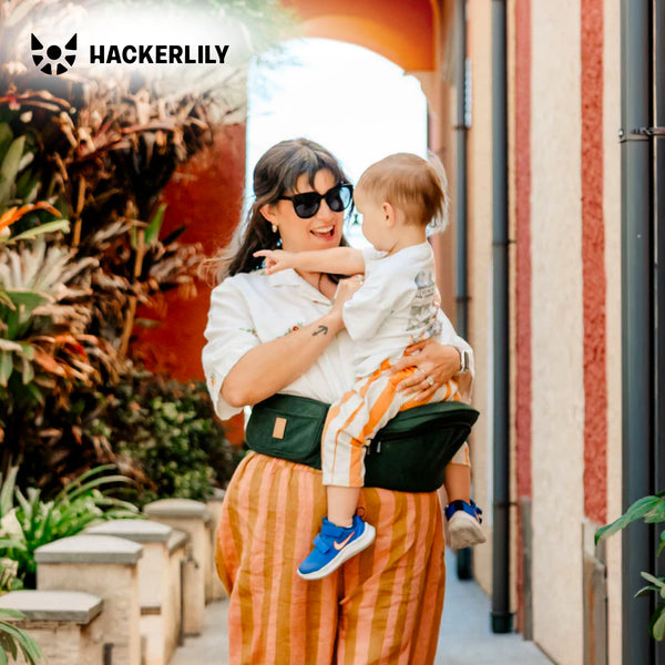 Ergonomic Hip Seat Baby Carrier | Strap-Free Hipseat with Storage & Bottle Holder | Non-Slip Seat | Vegan Leather | For Babies & Toddlers | 30×18×15 CM