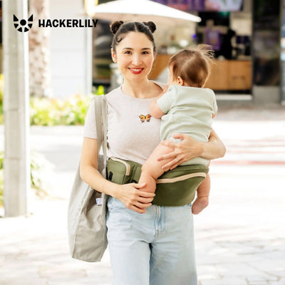 Ergonomic Hip Seat Baby Carrier | Strap-Free Hipseat with Storage & Bottle Holder | Non-Slip Seat | Vegan Leather | For Babies & Toddlers | 30×18×15 CM