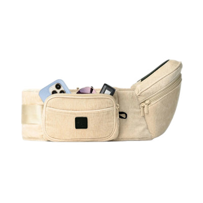Ergonomic Hip Seat Baby Carrier | Strap-Free Hipseat with Storage & Bottle Holder | Non-Slip Seat | Vegan Leather | For Babies & Toddlers | 30×18×15 CM