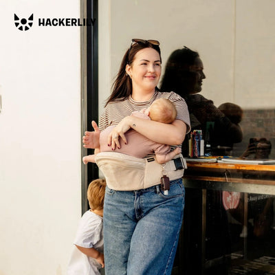 Ergonomic Hip Seat Baby Carrier | Strap-Free Hipseat with Storage & Bottle Holder | Non-Slip Seat | Vegan Leather | For Babies & Toddlers | 30×18×15 CM