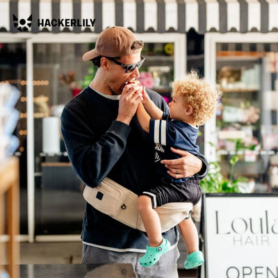 Ergonomic Hip Seat Baby Carrier | Strap-Free Hipseat with Storage & Bottle Holder | Non-Slip Seat | Vegan Leather | For Babies & Toddlers | 30×18×15 CM