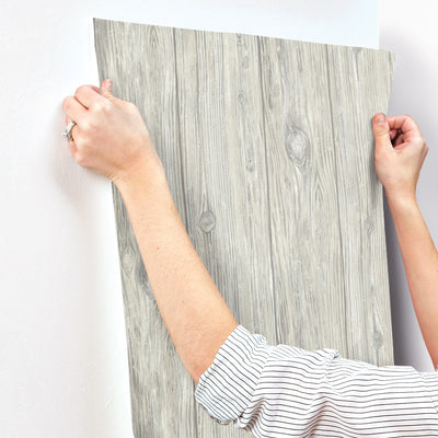 Mushroom Wood Grey Peel and Stick Wallpaper | Removable Self-Adhesive Wall Covering | Easy Apply Damage-Free Decor for Bedroom Living Room Accent Wall