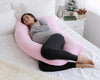 PharMeDoc Pregnancy Pillow, U-Shape (Jersey Pink, Detachable) Full Body Pillow and Maternity Support for Back, Hips, Legs, Belly for Pregnant Women, Jersey Light Pink