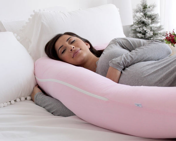 PharMeDoc Pregnancy Pillow, U-Shape (Jersey Pink, Detachable) Full Body Pillow and Maternity Support for Back, Hips, Legs, Belly for Pregnant Women, Jersey Light Pink
