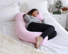 PharMeDoc Pregnancy Pillow, U-Shape (Jersey Pink, Detachable) Full Body Pillow and Maternity Support for Back, Hips, Legs, Belly for Pregnant Women, Jersey Light Pink