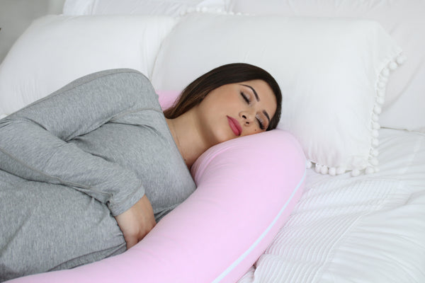 PharMeDoc Pregnancy Pillows, C-Shape Full Body Pillow – Jersey Cover Pink – Pregnancy Pillows for Sleeping – Body Pillows for Adults, Maternity and Pregnancy Pillow