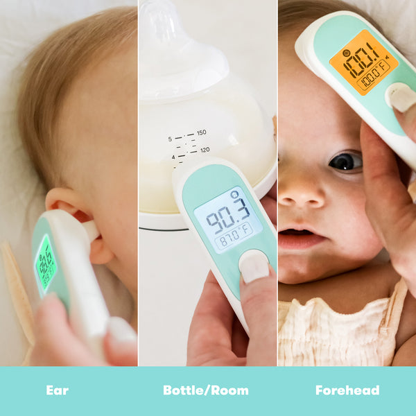 Frida Baby Infrared Thermometer 3 In 1 Ear, Forehead + Touchless For Babies, Toddlers, Adults, And Bottle Temperatures, White