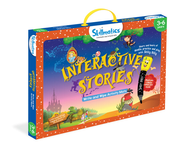 Kids Write and Wipe Interactive Stories Activity Mats | 6 Illustrated Tales with Morals | Educational Reusable Reading Learning Toy for Preschool | 3-6 Years