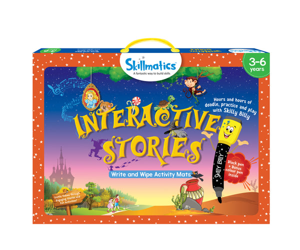 Kids Write and Wipe Interactive Stories Activity Mats | 6 Illustrated Tales with Morals | Educational Reusable Reading Learning Toy for Preschool | 3-6 Years