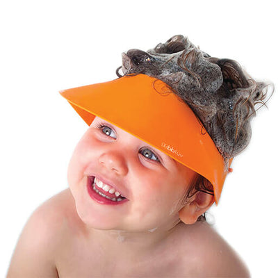 BBLUV Käp Silicone Shampoo Repellent Cap – Orange | Adjustable, Soft & Waterproof Bath Visor for Babies & Toddlers | No More Tears, Protects Eyes & Ears