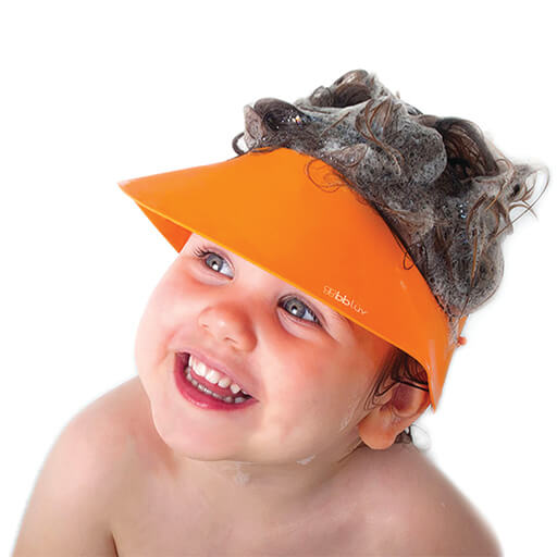 BBLUV Käp Silicone Shampoo Repellent Cap – Orange | Adjustable, Soft & Waterproof Bath Visor for Babies & Toddlers | No More Tears, Protects Eyes & Ears