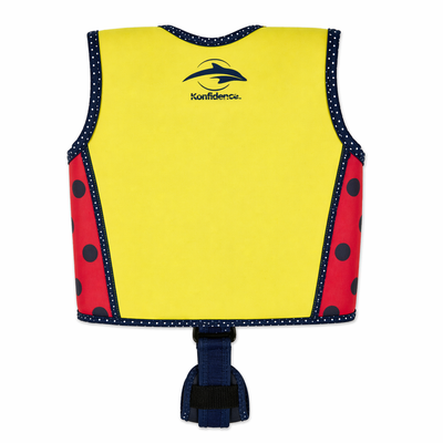 Kids Swim Jacket with 8 Removable Neoprene Floats | Adjustable Buoyancy Training Aid | Secure Strapped Fit to Learn Swimming with Confidence | Ladybird Polka | 2-12 Years