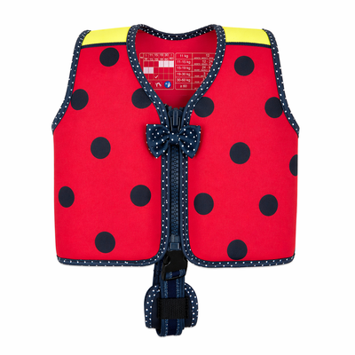 Kids Swim Jacket with 8 Removable Neoprene Floats | Adjustable Buoyancy Training Aid | Secure Strapped Fit to Learn Swimming with Confidence | Ladybird Polka | 2-12 Years