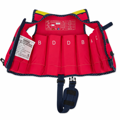 Kids Swim Jacket with 8 Removable Neoprene Floats | Adjustable Buoyancy Training Aid | Secure Strapped Fit to Learn Swimming with Confidence | Ladybird Polka | 2-12 Years