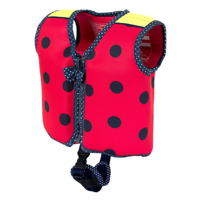 Kids Swim Jacket with 8 Removable Neoprene Floats | Adjustable Buoyancy Training Aid | Secure Strapped Fit to Learn Swimming with Confidence | Ladybird Polka | 2-12 Years