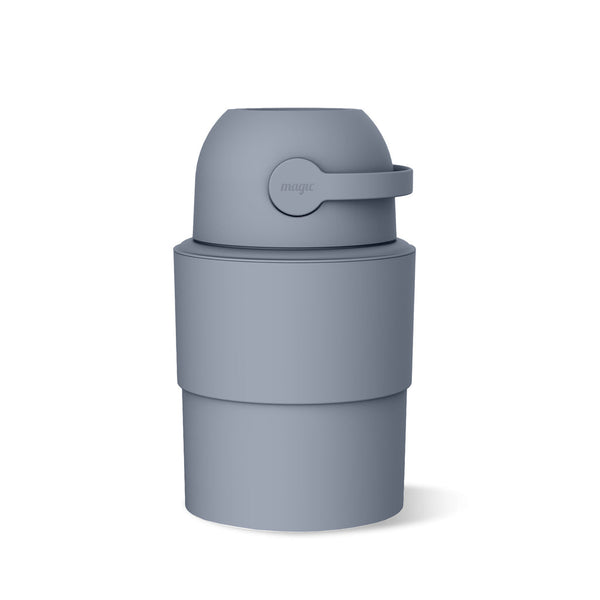 MAGIC - HEKA M Diaper Pail | Odorless &amp; Telescopic | 35 Diaper Capacity | 2nd Life Concept: Converts to Potty Trainer, Kitchen Waste Bin, or Toilet Lid | Free Roll of 15 Bags - Pigeon Blue