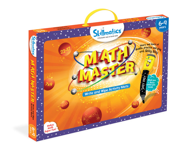 Kids Write and Wipe Math Master Activity Mats | Educational Reusable Maths Practice Game | Addition Multiplication Times Tables Learning Toy | 6-9 Years