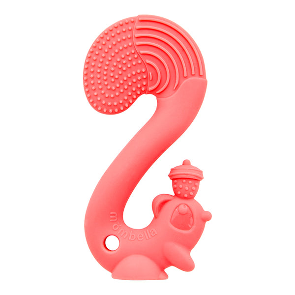 Mombella Squirrel Teether Toy for Babies 6+ Months – BPA-Free, Soft Silicone, Safe & Fun Teething Relief, Colorful Design, Easy-Grip for Tiny Hands - Rose