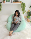 PharMeDoc Pregnancy Pillows, C-Shape Full Body Pillow – Jersey Cover Mint Green – Pregnancy Pillows for Sleeping – Body Pillows for Adults, Maternity and Pregnancy Pillow