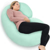 PharMeDoc Pregnancy Pillows, C-Shape Full Body Pillow – Jersey Cover Mint Green – Pregnancy Pillows for Sleeping – Body Pillows for Adults, Maternity and Pregnancy Pillow