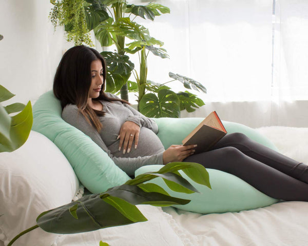 PharMeDoc Pregnancy Pillows, C-Shape Full Body Pillow – Jersey Cover Mint Green – Pregnancy Pillows for Sleeping – Body Pillows for Adults, Maternity and Pregnancy Pillow