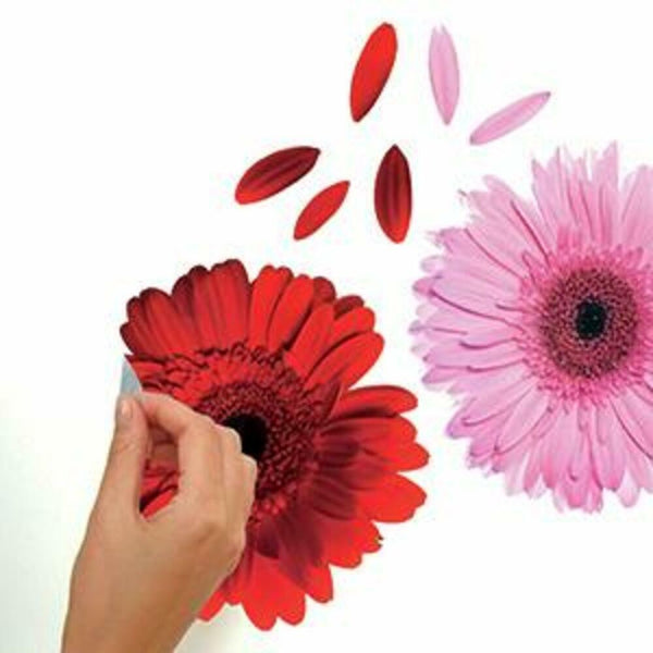 Gerber Daisies Peel and Stick Wall Decals | Removable Repositionable Stickers | Easy Damage-Free Wall Art for Kids Bedroom Nursery Playroom