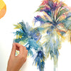 Watercolor Palm Trees Peel and Stick Wall Decals | Removable Repositionable Stickers | Easy Damage-Free Wall Art for Kids Bedroom Nursery Playroom