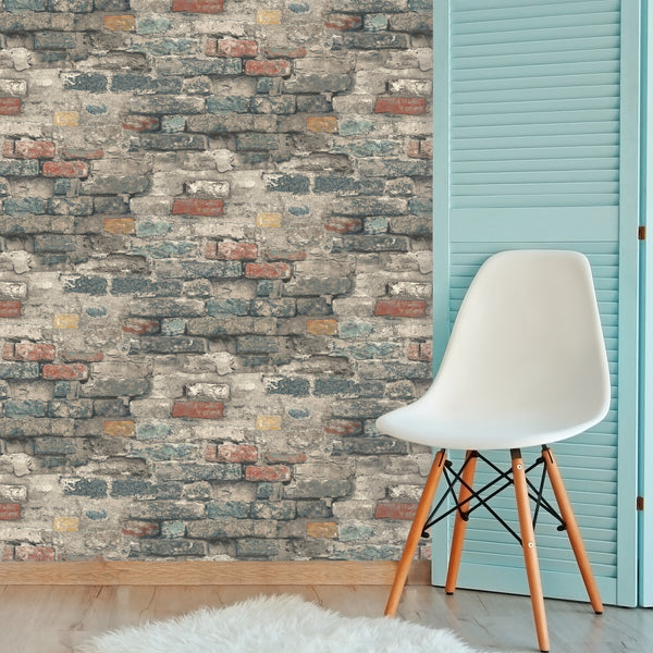 Brick Alley Peel and Stick Wallpaper | Removable Self-Adhesive Wall Covering | Easy Apply Damage-Free Decor for Bedroom Living Room Accent Wall