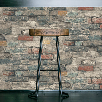 Brick Alley Peel and Stick Wallpaper | Removable Self-Adhesive Wall Covering | Easy Apply Damage-Free Decor for Bedroom Living Room Accent Wall