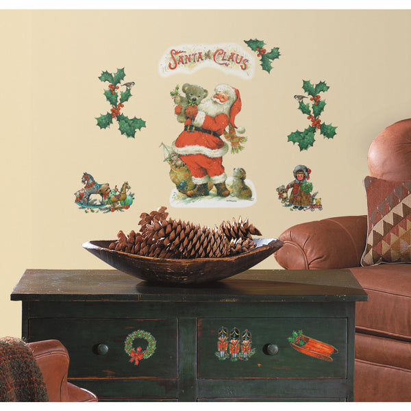 Santa Claus Peel and Stick Wall Decals | Removable Repositionable Stickers | Easy Damage-Free Wall Art for Kids Bedroom Nursery Playroom